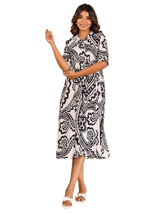 Leriya Fashion Summer Dress for Women | Short One Piece A-Line Midi Dress | Lightweight Vacation Wear & Daily Casual Outfit