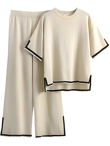 TYSORT Women Casual Summer co ords Set Track Suit Oversized Top Baggy Pant,Top and Pajama Set
