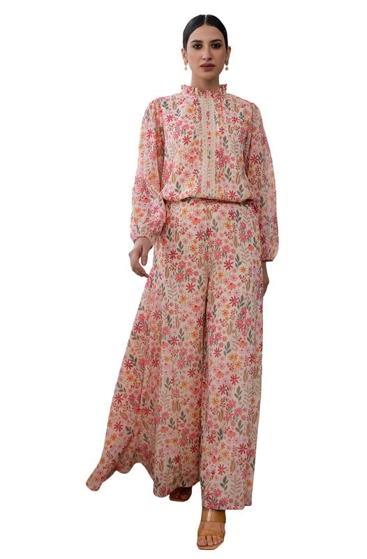Janasya Women’s Georgette Floral Regular Co-ord Set