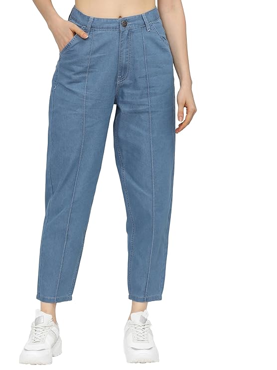 Tokyo Talkies Women’s Tapered Fit Cropped Jeans| Mid-Rise| Jeans Pant