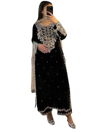 Almira Couture Heavy Embroidery Sequence Work Top-Bottom And Dupatta Set | Salwar suit for Woman | Kurta set for Woman | Fnacy Suit Set for Women_XL