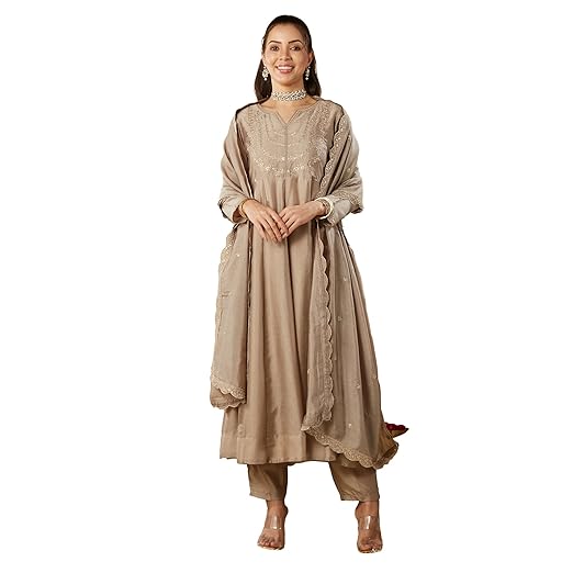 MOKOSH Women’s Silk Embroidered Anarkali Set (444)