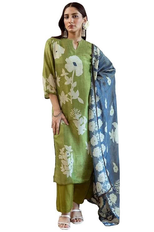 ANNI DESIGNER Women’s Cotton Kurta Pant Dupatta Set | Mustard Yellow Kurta Set for Women | Turmeric Yellow 3-Piece Suit Set | Festival Ethnic Dress