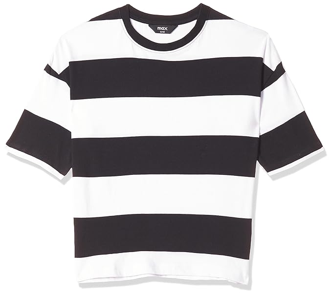 Max Women’s Cotton Regular Fit Striped Drop Shoulder T-Shirt