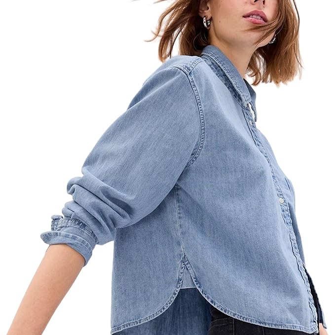 GAP Women’s Relaxed Fit Washeded Full Sleeves Collared Shirt