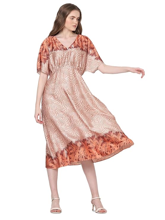 VERO MODA Animal Printed A-Line Midi Dress