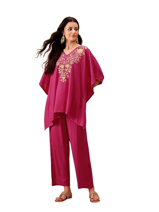 QAZMI Parvin Kashmiri Zari Work Kaftan CoOrd Set