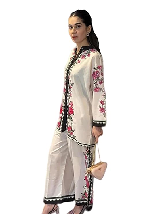 Women’s Floral Rose Print Cord Set | Two Piece Co Ord Set Top & Palazzo | Ethnic Clothing Set For Wome