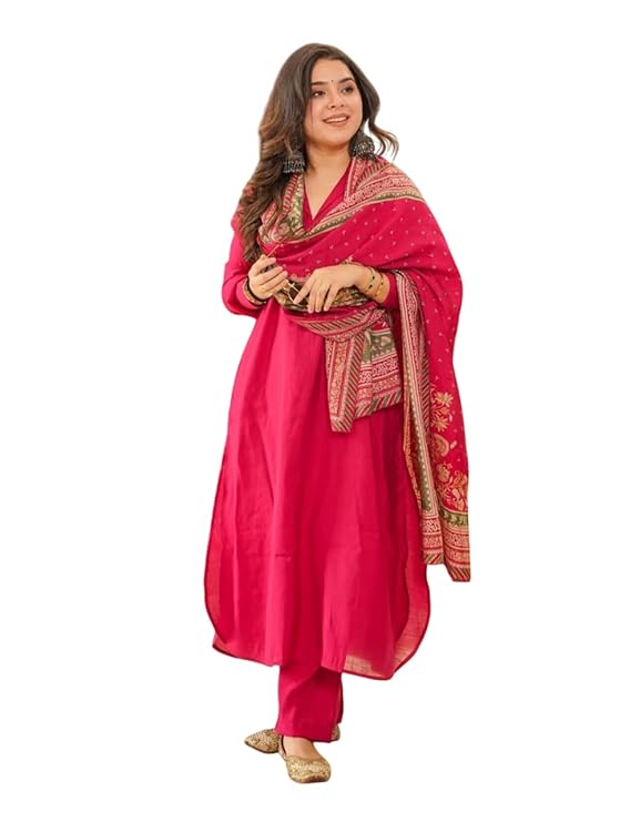 Morang Women Viscose Parampara Kurta Set with Dupatta | Anarkali Style Ethnic Dress | Suit for Wedding