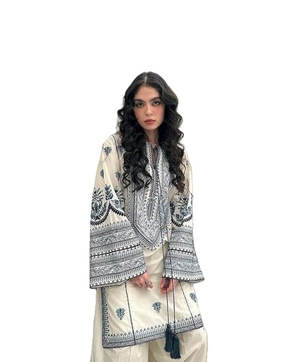 ZTH | Pakistani Cord Set | Pure Muslin Kurta with Pant | Free Size (Fits up to XL)