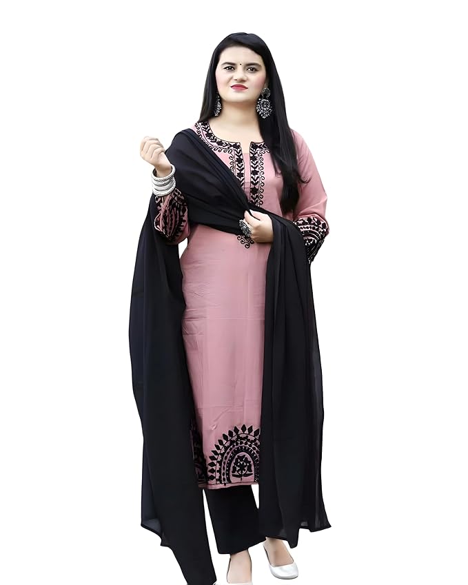 FULPARI Women’s Rayon Viscose Printed Straight Pakistani Suits for Women Kurta Set