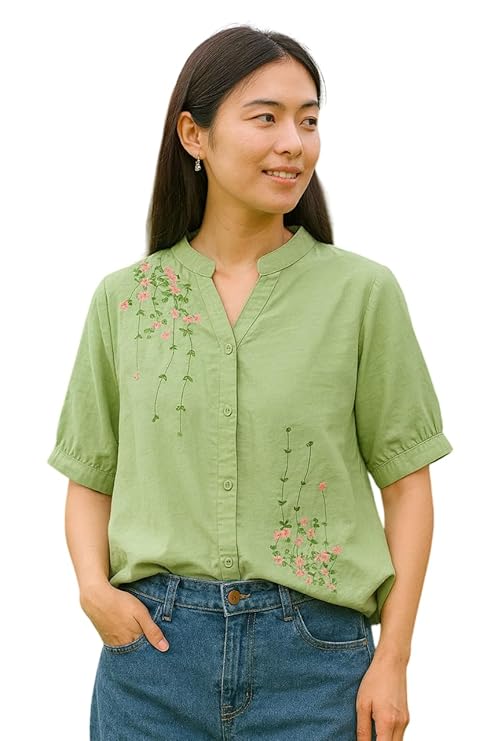 LITZO Shirts for Women – Korean Style Long Sleeve Oversized Button Down | Plus Size Workwear Top for Office & Casual Wear (L-98-101)
