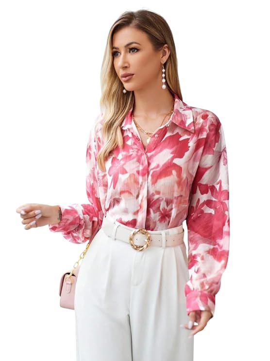 LITZO Shirts for Women – Korean Style Long Sleeve Oversized Button Down | Plus Size Workwear Top for Office & Casual Wear (L-102-104)