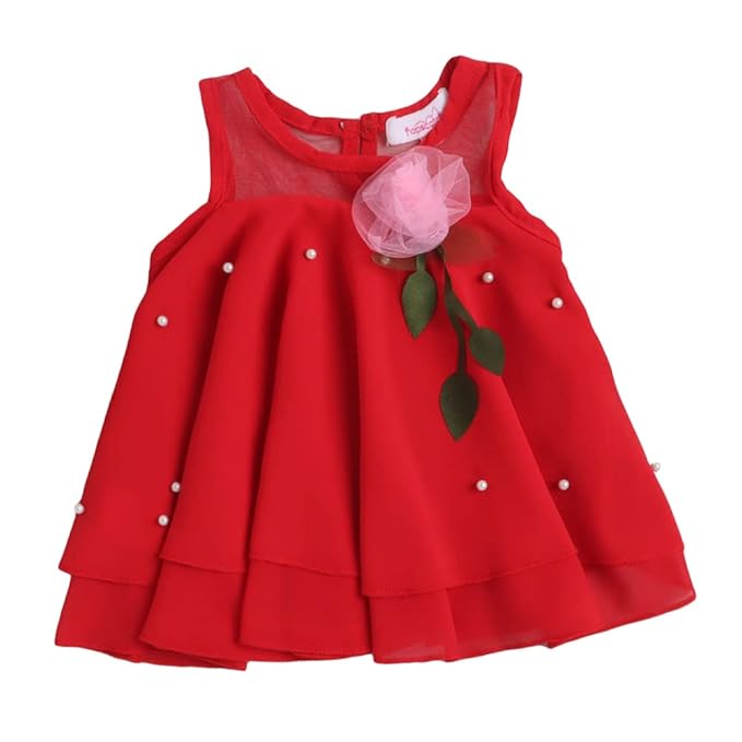 Hopscotch Baby Girls Knee Length Casual Dresses in White Color