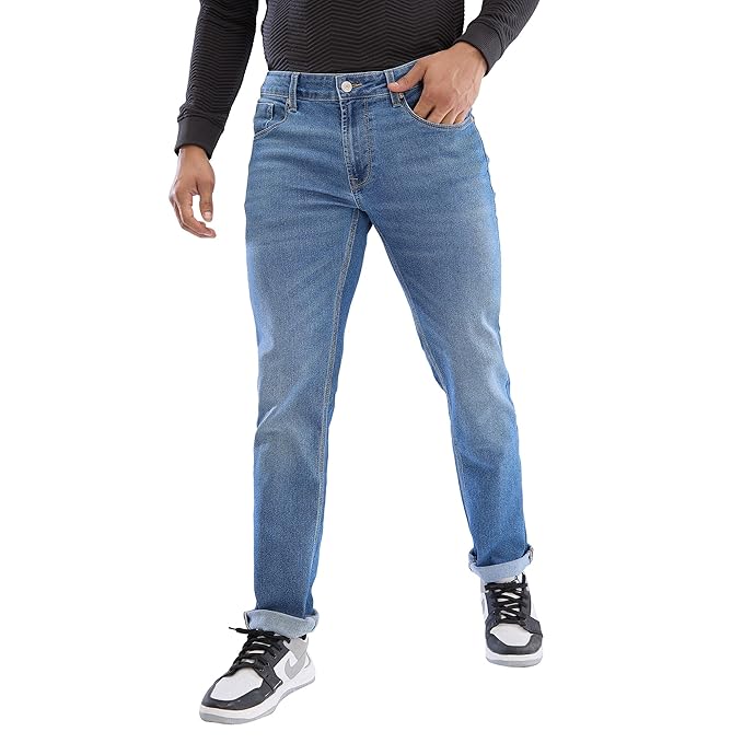 Spykar Blue Regular Fit Mid Rise Jeans for Men