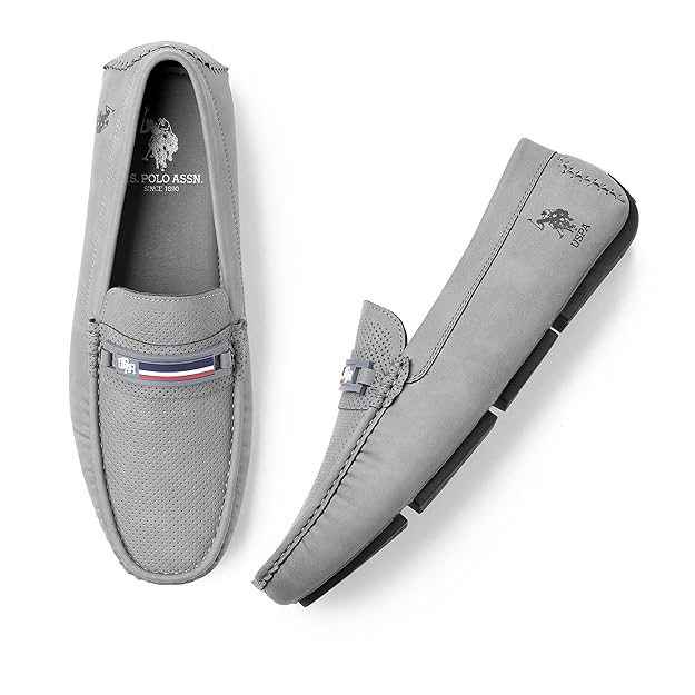U.S. POLO ASSN. Mens |Barnes 4.0|Grey Stylish Casual Loafer Shoes for Man, 7 UK