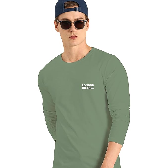 London Hills Men’s Cotton Regular Fit Printed Round Neck Full Sleeve T-Shirt