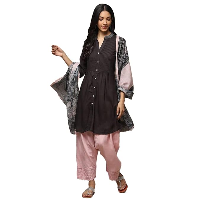 BIBA Women Rayon Straight Kurta Salwar Suit Set