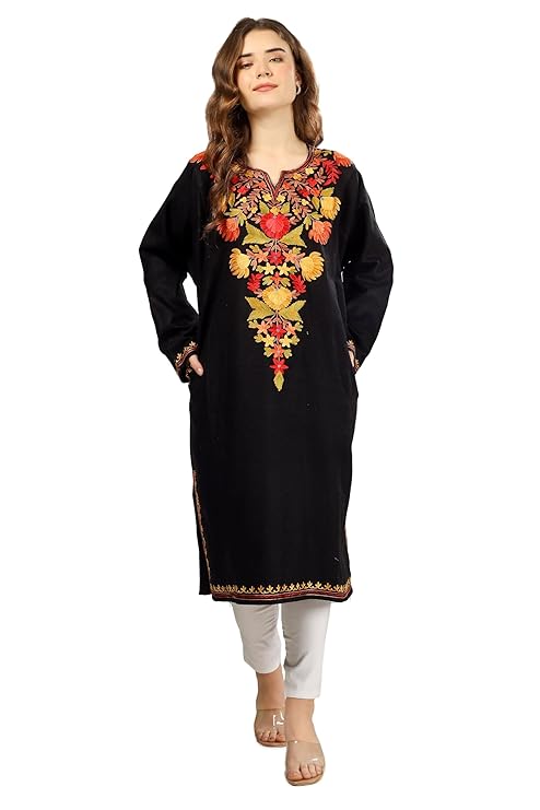 Kashmir Hunar Kashmiri Aari Galla pheran (IN, Alpha, XL, Plus, Black)