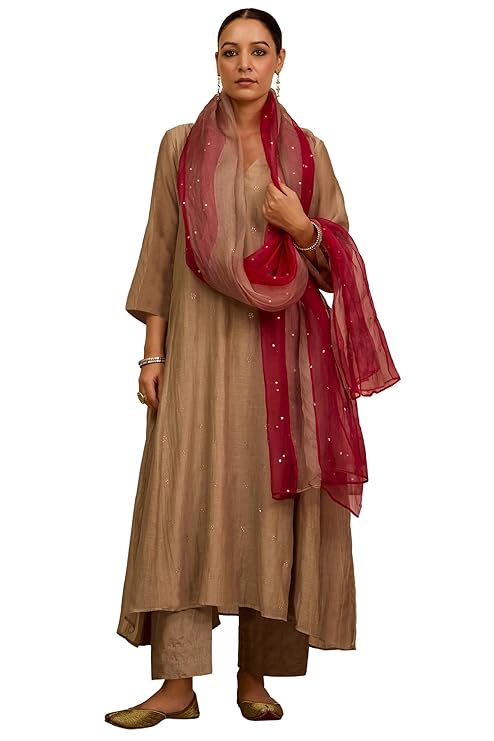 ANNI Designer Women’s Rayon Viscose Printed Anarkali Kurta with Pant & Dupatta