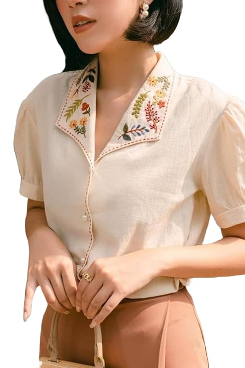 ANNI DESIGNER Women’s Tunics Tops Rayon Viscose Neck Embroidery Short Shirt | Regular | Formal |Party Western Stylish| Trendy |Fancy Shirts for Women | Casual |EmbroideryShirt.