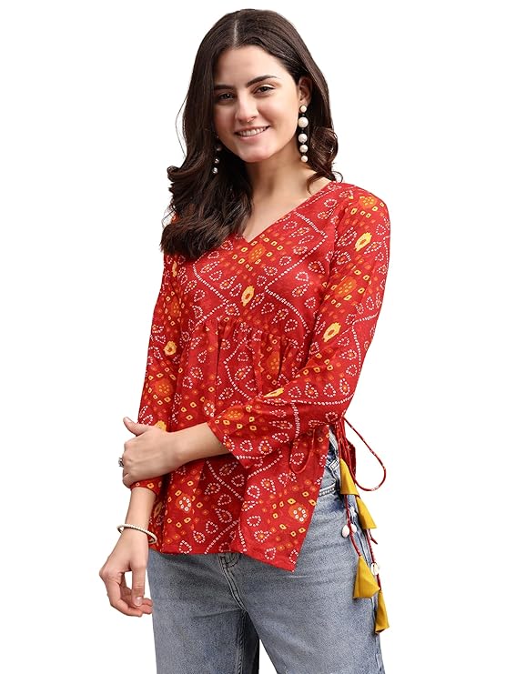 Youthnic Women’s Poly Rayon Printed Alia Cut Peplum Top | Top for Office | Women’s Tunics | Short Kurti Women| Regular Fit