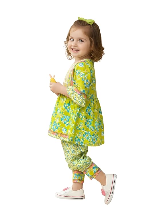 OLIGNE Kids Ethnic Frock & Pyjama Set for Baby Girls