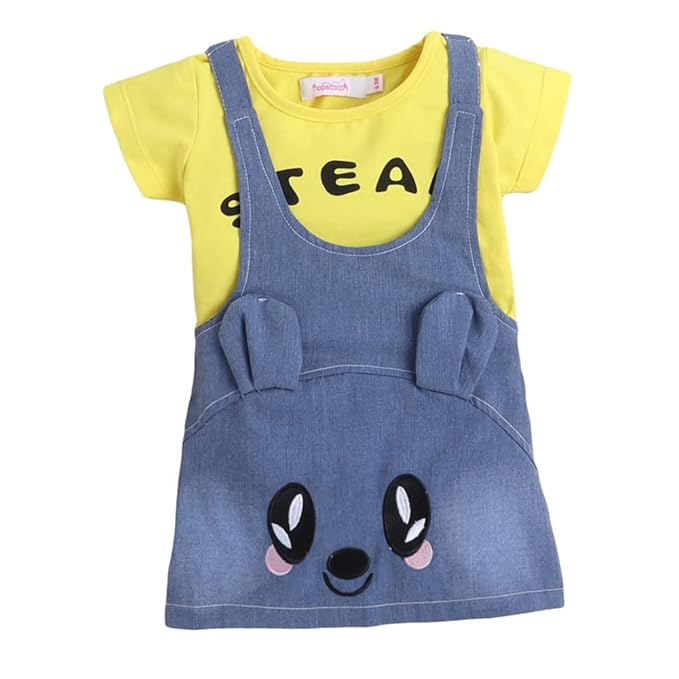Hopscotch Girl’s Cotton Printed Dungaree