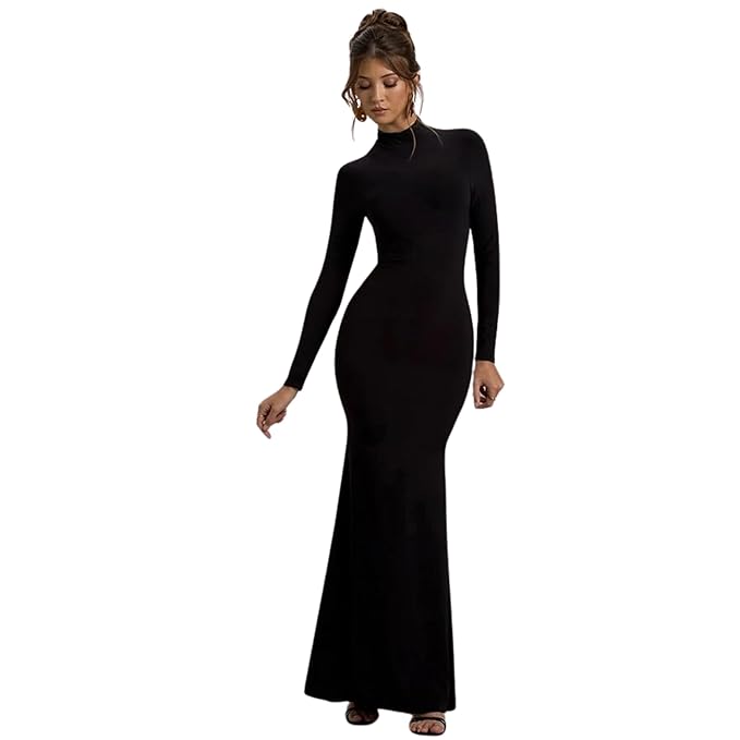 High Neck Full Sleeve Full Length Dress for Women