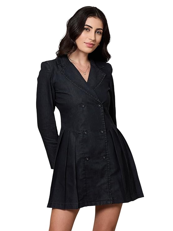 Black Collar Blazer Dress