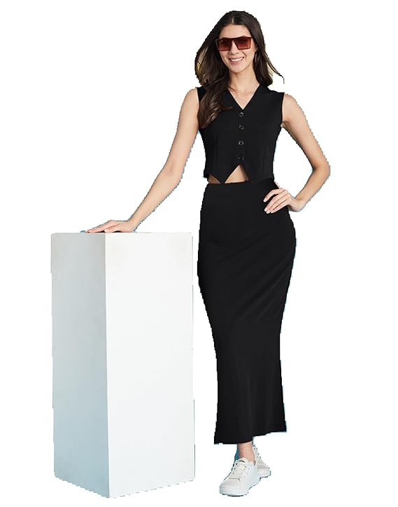 SIRIL Lycra Co Ord Set for Women, Co ord Set for Women Stylish, Top and Skirt Set