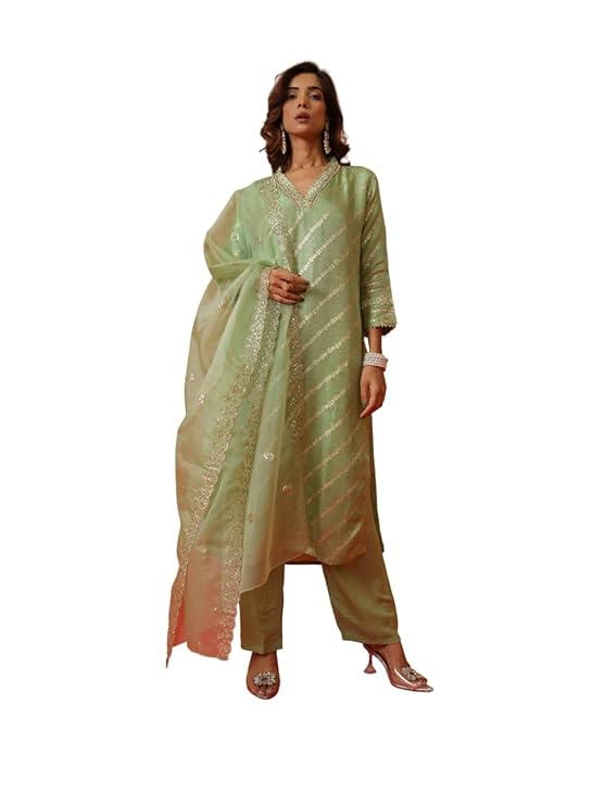 Kaari Women’s Embroidered Kurta Set with Dupatta | Silk Blend Fabric with Embroidery | Kurta Set For Women