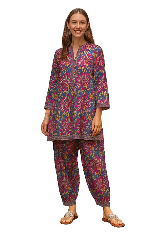 LookMark Women’s Printed Cotton Blend Straight Kurta and Pant Set | Kurta Set for Women | Women Kurta | Women Kurta Sets Kurtis | Women Kurta Pant Set