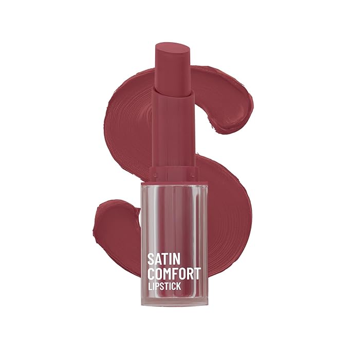 Swiss Beauty Satin Comfort Lipstick | Ultra-Hydrating | Highly Pigmented | Smooth Glide | Satin Matte Finish | One-Swipe Application | Shade- 6 English Rose, 3gm