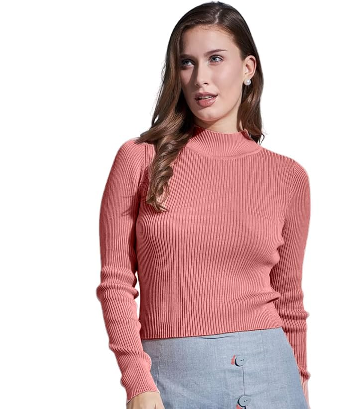 MYSTIFY® Ladies T-Neck Sweater, Fashion Spring and Autumn Thin Knit Pullover, Solid Color, Slim, Warm, Soft, Stretch Basic Top, Elegant Casual Street Sweater,Turtle Neck Sweater