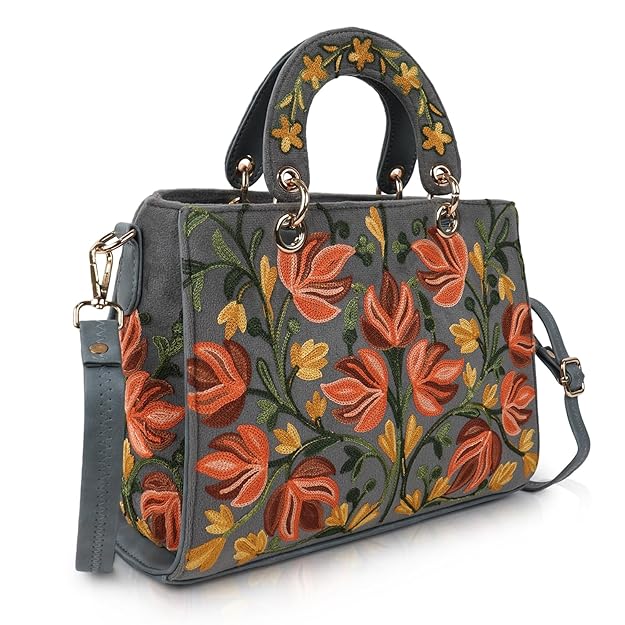 EVEDA Synthetic Leather Gorgeous Embroidery Stylish Design Shoulder Crossbody Hobo Women Handbag