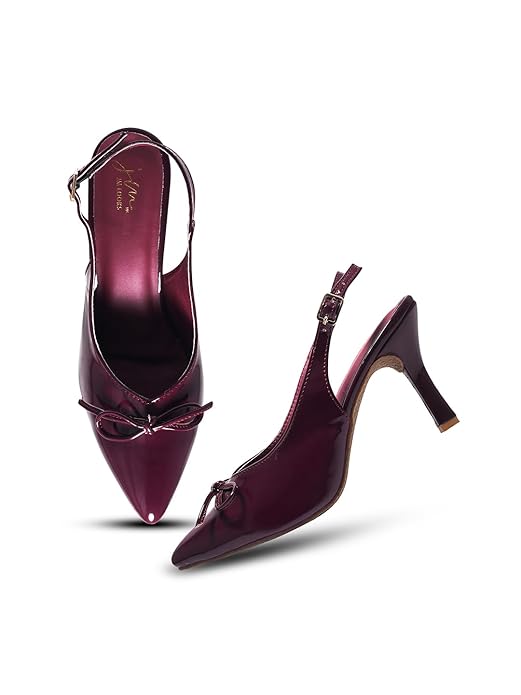 JM LOOKS Women’s Pointed-Toe Slingback Heels with Bow Detail | Elegant and Comfortable for Parties and Events