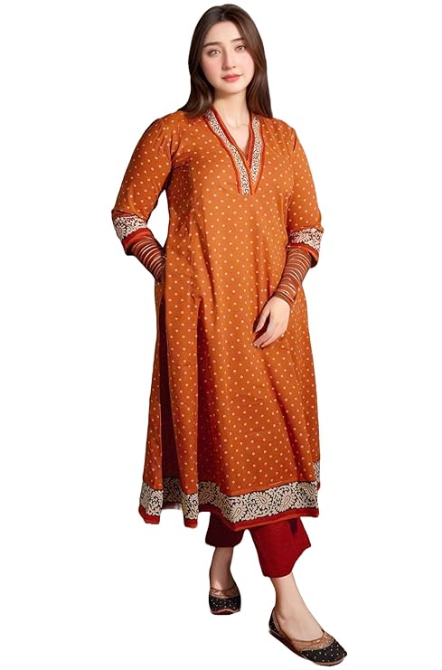 ANNI DESIGNER Women’s Rayon Blend Anarkali Printed Kurta with Pant