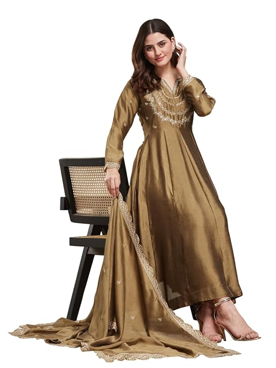 MOKOSH Women’s Silk Embroidered Anarkali Set (444)