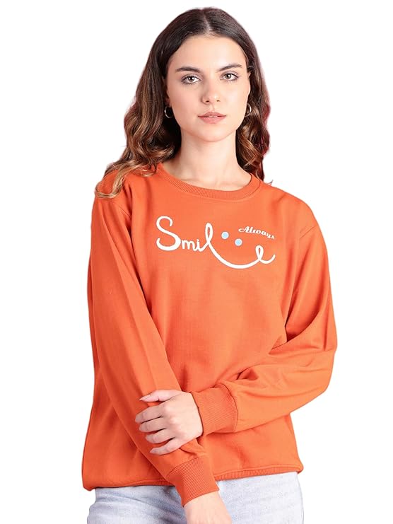 Mack Jonney Fleece Regular Fit Printed Crew Neck Sweatshirt for Women-MACK639948