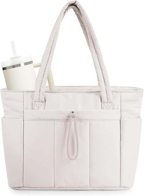 Prplet Large Tote Bag for Women | Multi-Pocket Travel Shoulder Bag with Tumbler Pocket | Work, Office, College, Travel & Daily Use Handbag