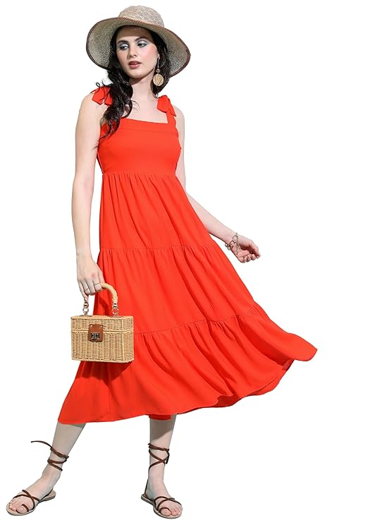 Tokyo Talkies Women’s Sleeveless Shoulder Straps Solid Dresses | Stylish| Casual