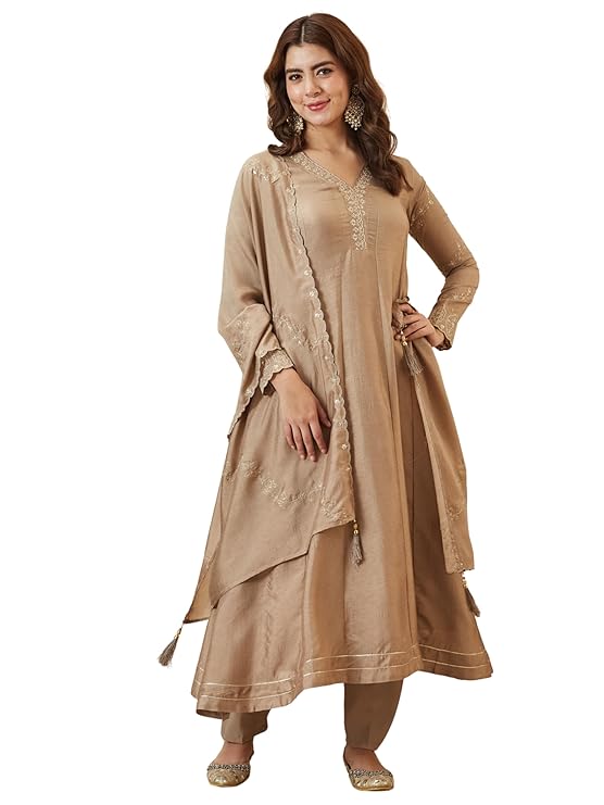 MOKOSH Silk Kurta Set with Pant and Matching Dupatta | Anarkali Set for Women-CAT-498