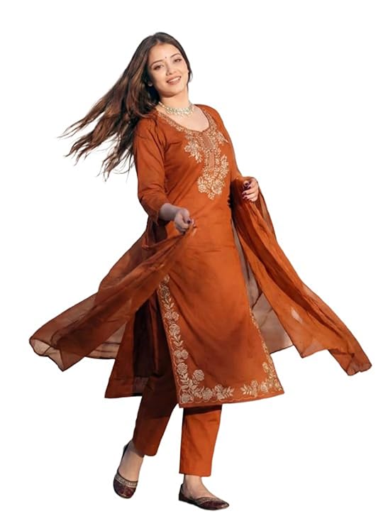 ANNI Designer Women’s Rayon Viscose Embroidered Straight Kurta with Pant & Dupatta | Ethnic Kurta Set for Festive, Casual & Office