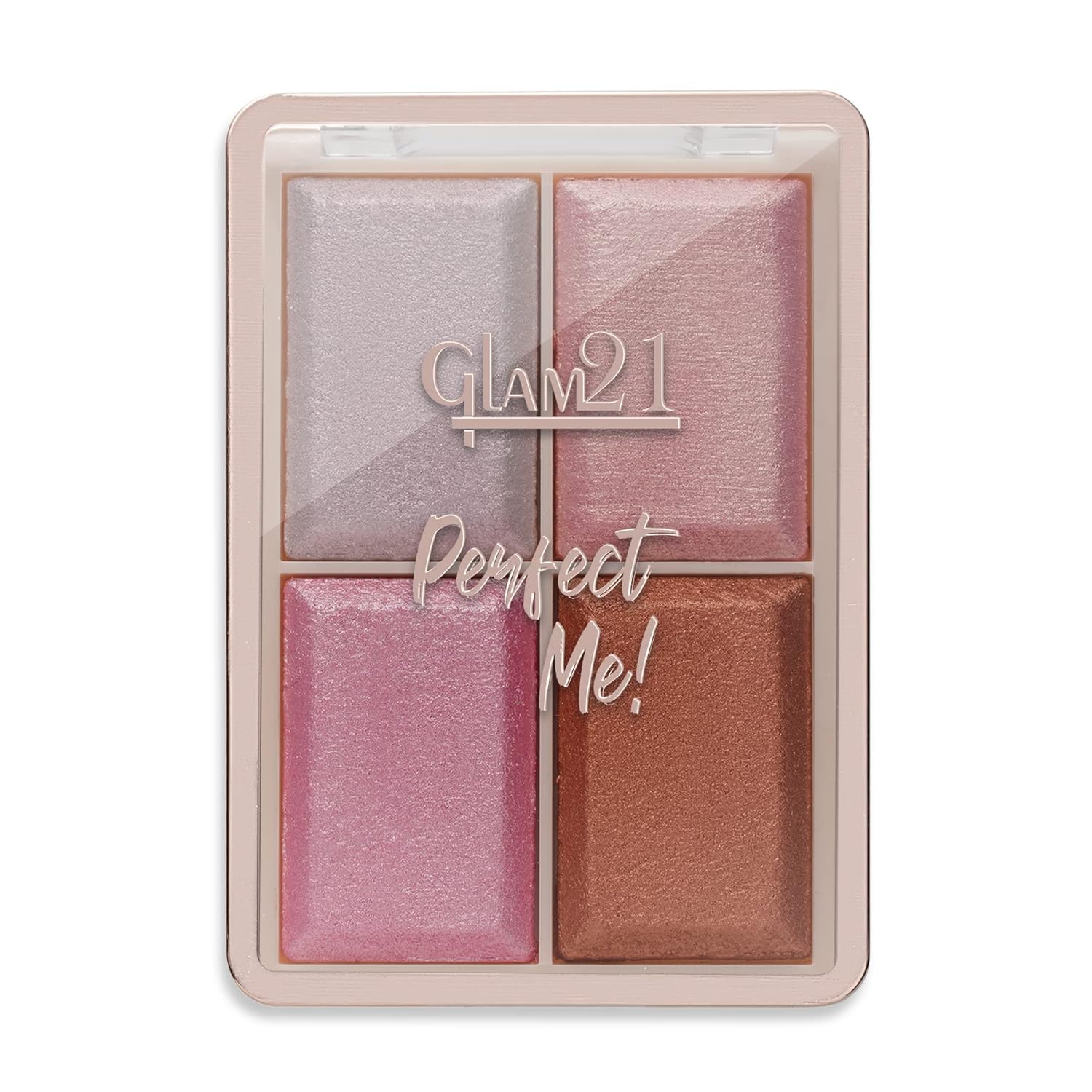 Glam21 Perfect Me! Highlighter Palette Blusher |Ultimate Shimmer Formulations | Highly-Pigmented Powder Highlighter With Easy-To-Blend Formula | Weightless Longlasting Illuminating Glow Face Kit| 6gm (Shade-04)