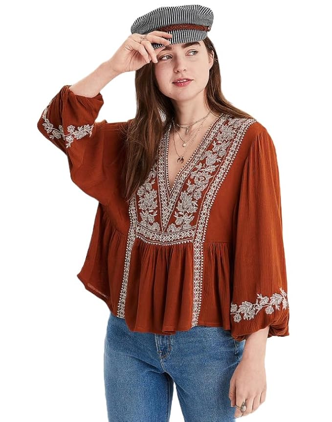 ANNI Designer Women Rayon Embroidered Oversized Fit Top