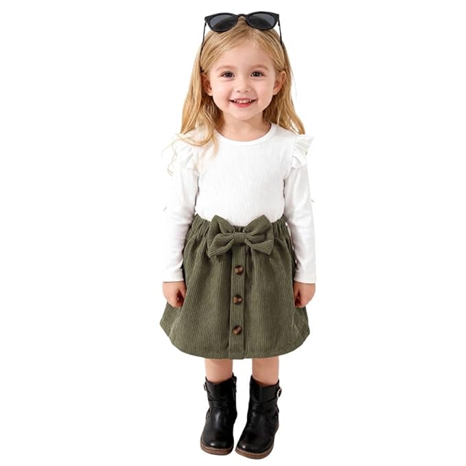 A.T.U.N. (ALL THINGS UBER NICE) Stylish Winter-Ready Girls Dress | Round Neck with Long Sleeve and Bow Detail | Warm & Trendy Outfit