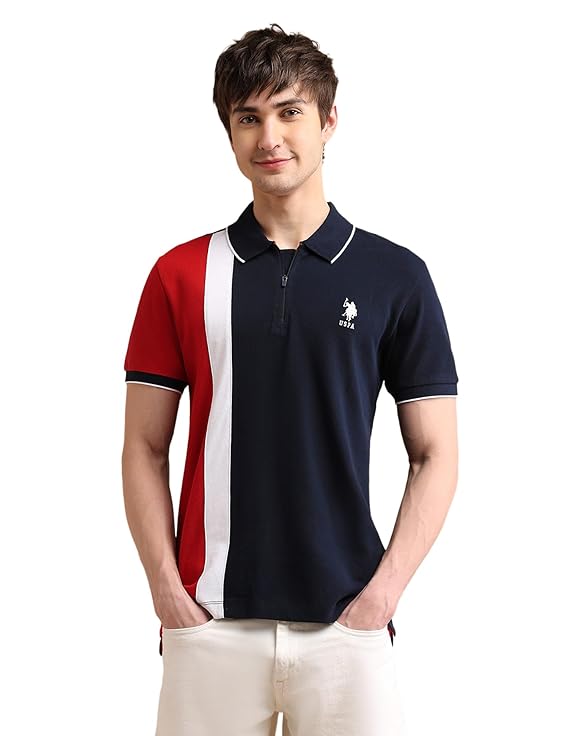 U.S. Polo ASSN. Slim Fit Polo T Shirts for Men – 100% Cotton, Half Sleeves Mens Tshirt