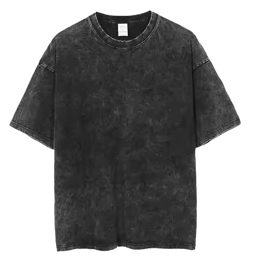 boffi … 100% Cotton Oversized T-Shirt Unisex Drop Shoulder Dye Washed Street Look Black Pack of 1