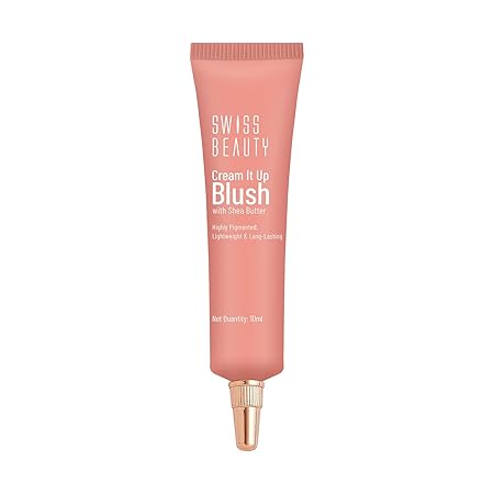 Swiss Beauty Cream It Up Blush | Highly pigmented | Super-blendable | Long-lasting | Enriched with Shea Butter | Multipurpose | Shade-03 Cheeky Peach, 10ml